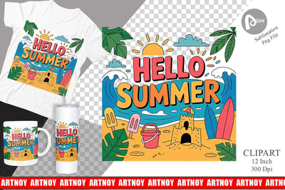 Hello Summer Clipart Sublimation Sublimation artnoy 