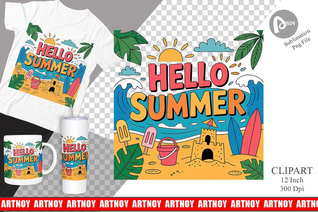 Hello Summer Clipart Sublimation Sublimation artnoy 