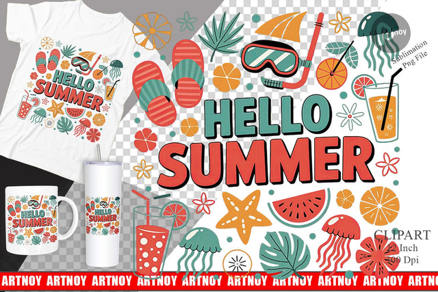 Hello Summer Clipart Sublimation Sublimation artnoy 