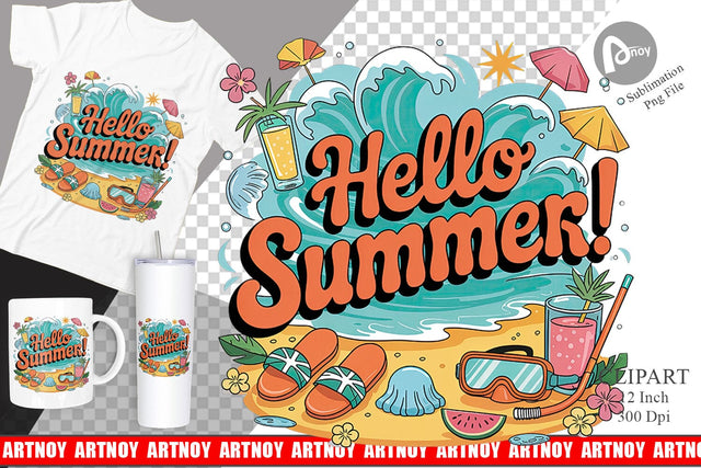 Hello Summer Clipart Sublimation Sublimation artnoy 