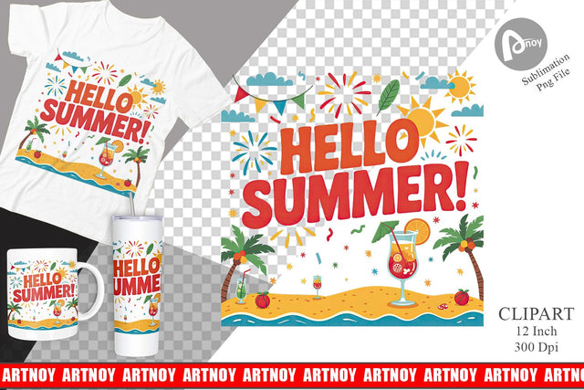 Hello Summer Clipart Sublimation Sublimation artnoy 