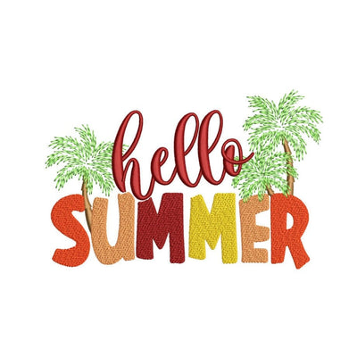 Hello Summer Embroidery Design, Beach embroidery design, 3 sizes, Instant download Embroidery/Applique DESIGNS Nino Nadaraia 