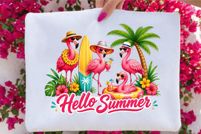 Hello Summer Flamingo PNG Sublimation SVGArt 
