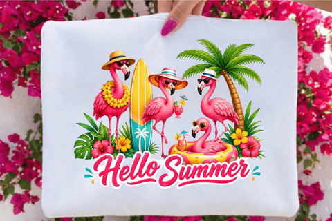 Hello Summer Flamingo PNG Sublimation SVGArt 