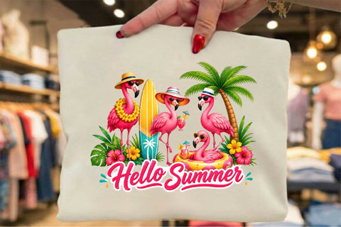 Hello Summer Flamingo PNG Sublimation SVGArt 