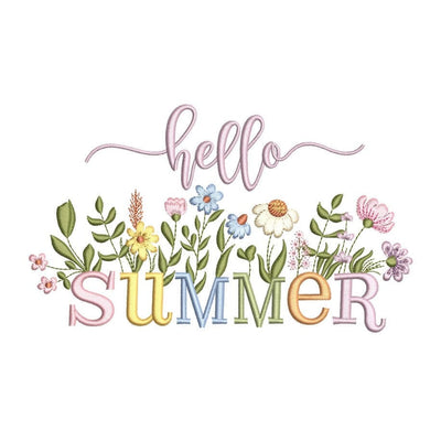Hello Summer Flowers Embroidery Design, 3 sizes, Instant Download Embroidery/Applique DESIGNS Nino Nadaraia 