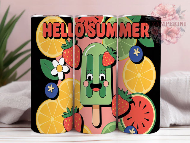 Hello Summer Ice Cream Tumbler Wrap, Cream Summer Wrap, 20oz Skinny Tumbler, Summer Sublimation Design, Pastel Tumbler Wrap, Cute Summer Tumbler, Ice Cream Theme Tumbler Sublimation Li Zamperini 