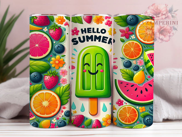 Hello Summer Ice Cream Tumbler Wrap, Cream Summer Wrap, 20oz Skinny Tumbler, Summer Sublimation Design, Pastel Tumbler Wrap, Cute Summer Tumbler, Ice Cream Theme Tumbler Sublimation Li Zamperini 