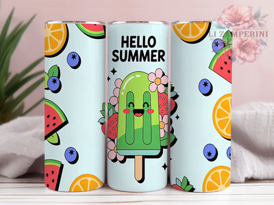 Hello Summer Ice Cream Tumbler Wrap, Cream Summer Wrap, 20oz Skinny Tumbler, Summer Sublimation Design, Pastel Tumbler Wrap, Cute Summer Tumbler, Ice Cream Theme Tumbler Sublimation Li Zamperini 