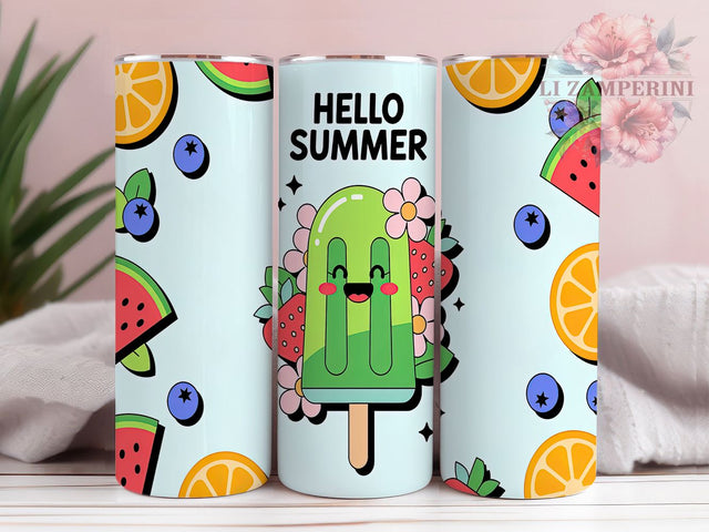 Hello Summer Ice Cream Tumbler Wrap, Cream Summer Wrap, 20oz Skinny Tumbler, Summer Sublimation Design, Pastel Tumbler Wrap, Cute Summer Tumbler, Ice Cream Theme Tumbler Sublimation Li Zamperini 