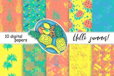Hello Summer PATTERN Summer Diy Clipart Digital Paper - JPEG Digital Pattern GlamArtZhanna 