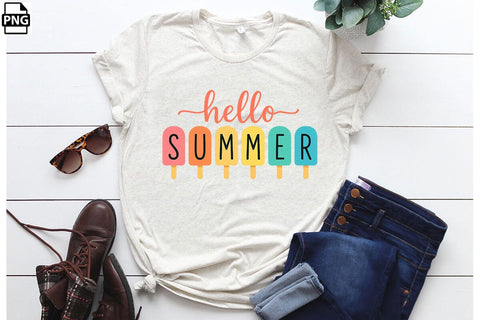 Hello Summer PNG Printable File Sublimation Creativedesigntee 