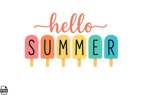 Hello Summer PNG Printable File Sublimation Creativedesigntee 