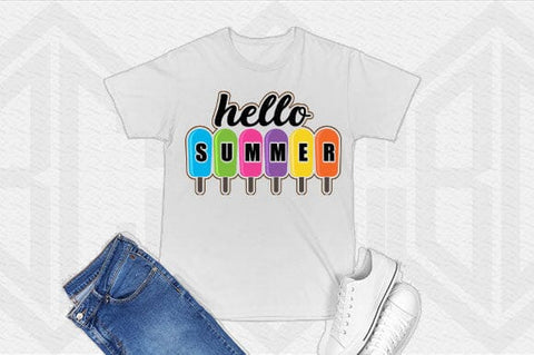 Hello Summer Popsicle SVG Colorful Summer Quote Cut File SVG BillahCrafts 