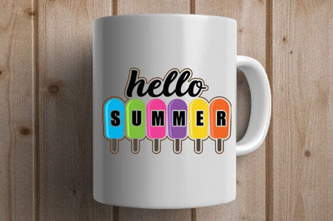 Hello Summer Popsicle SVG Colorful Summer Quote Cut File SVG BillahCrafts 
