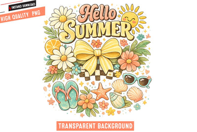 Hello Summer Sublimation Design,Hello Summer Shirt Design png Sublimation BlackCatsMedia 