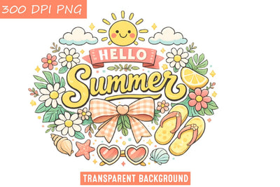 Hello Summer Sublimation Design,Hello Summer Shirt Design Sublimation BlackCatsMedia 