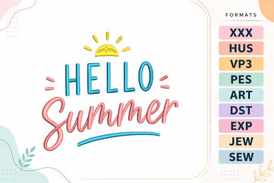 Hello Summer Sunshine Quote Embroidery Design Embroidery/Applique DESIGNS sg embroidery 