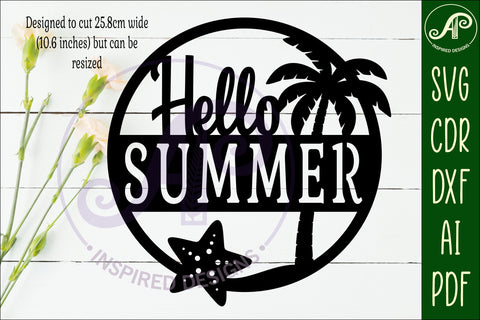 Hello Summer SVG Beach Wall Sign Laser Cut File Coastal SVG APInspireddesigns 