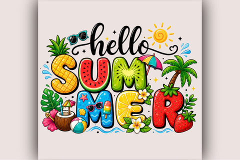 Hello Summer Tropical Sublimation PNG Sublimation SVGArt 