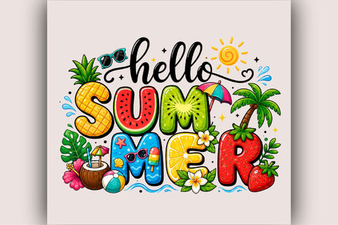 Hello Summer Tropical Sublimation PNG Sublimation SVGArt 