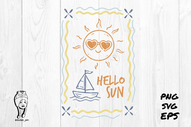 hello sun Summer Preppy Hand Drawn SVG dadan_pm 