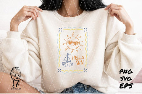 hello sun Summer Preppy Hand Drawn SVG dadan_pm 