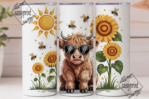 Hello Sunshine Cow Tumbler Wrap Sublimation sassyprint 