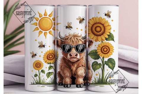 Hello Sunshine Cow Tumbler Wrap Sublimation sassyprint 