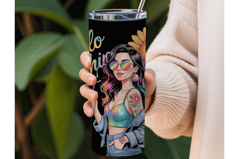 Hello Sunshine Girl 20oz Tumbler Wrap Sublimation DesignSVG 