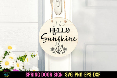 Hello Sunshine I Spring Door Sign SVG I Spring Sign SVG SVG Happy Printables Club 