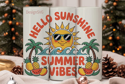 Hello Sunshine Summer Vibes 20oz Tumbler Sublimation DesignSVG 