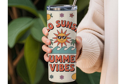 Hello Sunshine Summer Vibes 20oz Tumbler Sublimation DesignSVG 