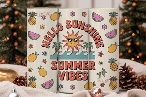 Hello Sunshine Summer Vibes 20oz Tumbler Sublimation DesignSVG 