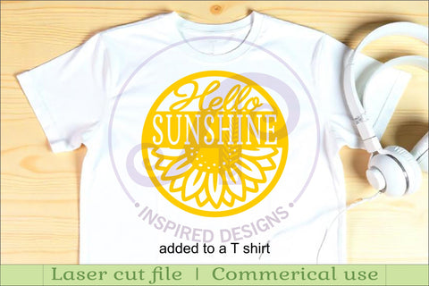 Hello Sunshine Sunflower SVG Round Sign Laser Cut File SVG APInspireddesigns 