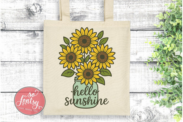 Hello Sunshine SVG Cut File for Cricut & Silhouette | Summer SVG So Fontsy VIP Design Shop 