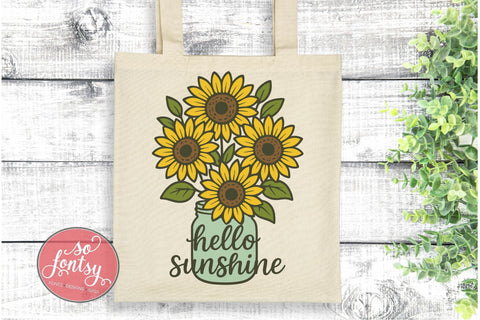 Hello Sunshine SVG Cut File for Cricut & Silhouette | Summer SVG So Fontsy VIP Design Shop 