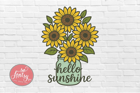 Hello Sunshine SVG Cut File for Cricut & Silhouette | Summer SVG So Fontsy VIP Design Shop 