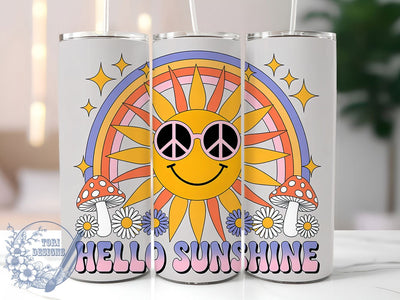 Hello Sunshine Vibes 20oz Tumbler, Summer Vibes Wrap, 20oz Skinny Tumbler, Bright Summer PNG, Sunshine Sublimation, Tropical Vacation Art, Warm Summer Graphic, Sunny Beach Design Sublimation ToriDesigns 