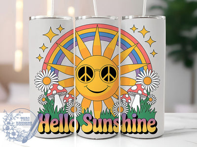Hello Sunshine Vibes 20oz Tumbler, Summer Vibes Wrap, 20oz Skinny Tumbler, Bright Summer PNG, Sunshine Sublimation, Tropical Vacation Art, Warm Summer Graphic, Sunny Beach Design Sublimation ToriDesigns 