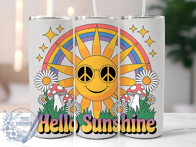 Hello Sunshine Vibes 20oz Tumbler, Summer Vibes Wrap, 20oz Skinny Tumbler, Bright Summer PNG, Sunshine Sublimation, Tropical Vacation Art, Warm Summer Graphic, Sunny Beach Design Sublimation ToriDesigns 
