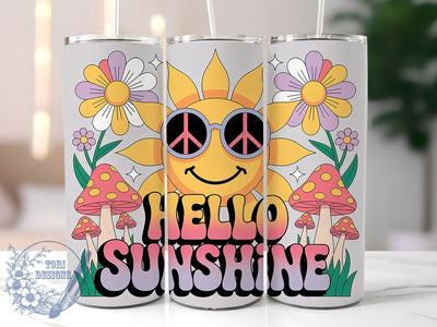 Hello Sunshine Vibes 20oz Tumbler, Summer Vibes Wrap, 20oz Skinny Tumbler, Bright Summer PNG, Sunshine Sublimation, Tropical Vacation Art, Warm Summer Graphic, Sunny Beach Design Sublimation ToriDesigns 