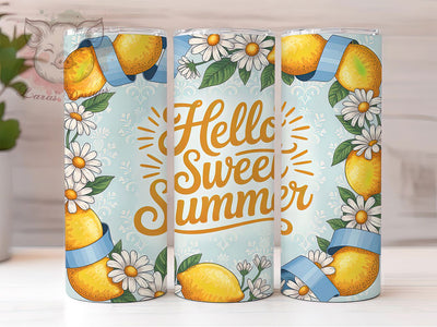 Hello Sweet Summer 20oz Tumbler, Cute Summer Design, Sublimation Tumbler Wrap, 20oz Tumbler, Citrus Fruit Theme, Bright Seasonal Gift, Fun Fresh Style Sublimation Lara' s Designs 