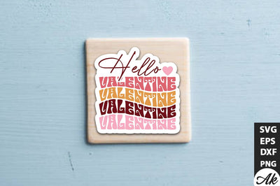 Hello valentine Retro Stickers Design SVG akazaddesign 