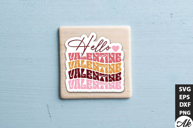 Hello valentine Retro Stickers Design SVG akazaddesign 