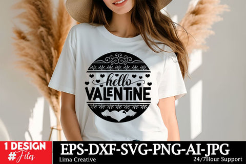 Hello Valentine Round Sign SVG ,Happy Valentine's Day, Valentine's Day Round Sign SVG Cut File, Valentine's Day Sublimation, Valentine's Day Silhoutee,Valentine's Day SVG Bundle SVG Insomnia Std 