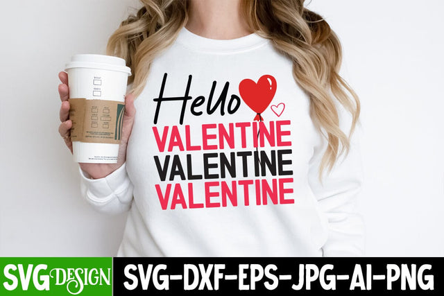 Hello Valentine SVG Cut File, Hello Valentine Sublimation Design PNG, Valentine's Day SVG Cut File,Happy Valentine's Day SVG ,Valentine SVG Bundle, Love SVG Bundle SVG BlackCatsMedia 