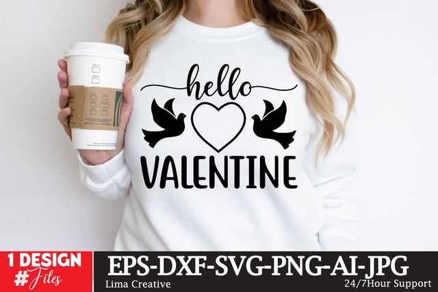 Hello Valentine SVG Cut File, Valentine's Day T-shirt Design,Happy Valentine's Day ,Valentine's Day Sublimation SVG Insomnia Std 