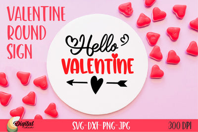 Hello Valentine SVG. Valentine Round Sign. Cute Design SVG Evgenyia Guschina 