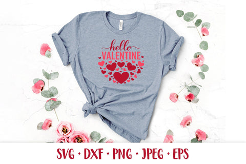 Hello Valentine SVG. Valentines Day quote round door sign SVG LaBelezoka 